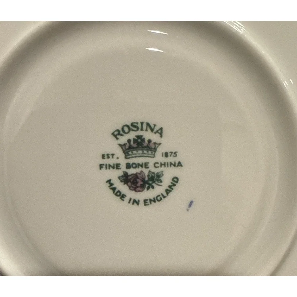 Queens Rosina Green Emperor Bone China England Floral Tea Cup‎ Saucer Vintage